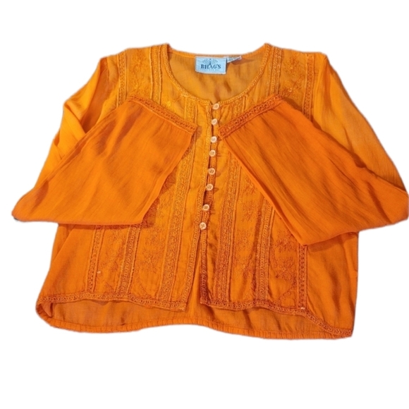 BHAG's Boho Orange embroidered Sequin top - Picture 1 of 9